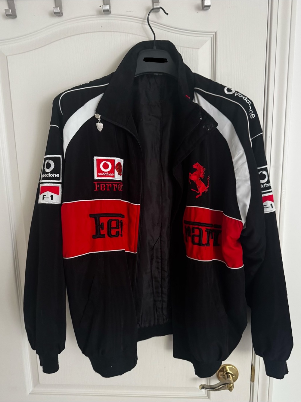 Ferrari Black, Red & White Motorsport Bomber Jacket